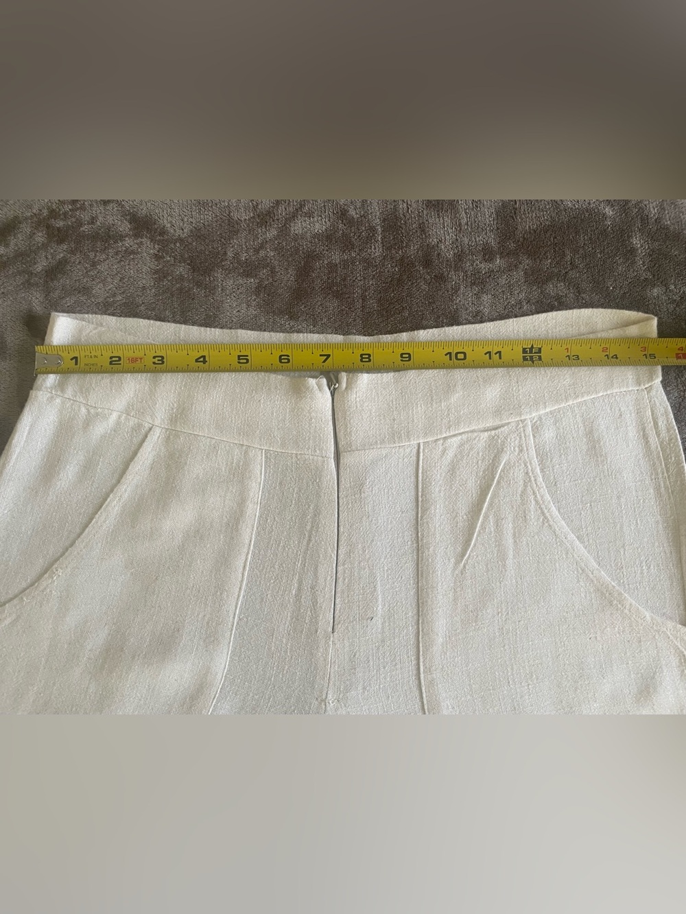 Wassa Linen Blend 2-Piece Set Ivory Off-Shoulder Wide Leg Pants M - Picture 7 of 11